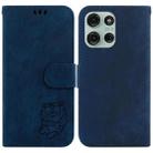 For Motorola Moto G75 5G Little Tiger Embossed Leather Phone Case(Dark Blue) - 1