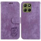 For Motorola Moto G15 Little Tiger Embossed Leather Phone Case(Purple) - 1