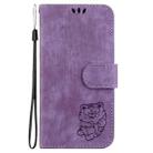 For Motorola Moto G15 Little Tiger Embossed Leather Phone Case(Purple) - 3