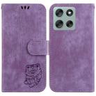 For Motorola Moto G56 5G / G66j 5G / G66y 5G Little Tiger Embossed Leather Phone Case(Purple) - 1