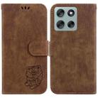 For Motorola Moto G56 5G / G66j 5G / G66y 5G Little Tiger Embossed Leather Phone Case(Brown) - 1