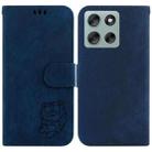 For Motorola Moto G56 5G / G66j 5G / G66y 5G Little Tiger Embossed Leather Phone Case(Dark Blue) - 1