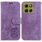 For Motorola Moto G86 5G Little Tiger Embossed Leather Phone Case(Purple) - 1