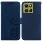 For Motorola Moto G86 5G Little Tiger Embossed Leather Phone Case(Dark Blue) - 1