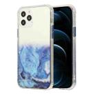 For iPhone 12 Pro Max Marble Pattern Glittery Powder Shockproof TPU + Acrylic Protective Case with Detachable Buttons(Blue) - 1