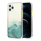 For iPhone 12 Pro Max Marble Pattern Glittery Powder Shockproof TPU + Acrylic Protective Case with Detachable Buttons(Green) - 1