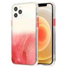 For iPhone 12 mini Marble Pattern Glittery Powder Shockproof TPU + Acrylic Protective Case with Detachable Buttons(Red) - 1