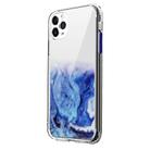 For iPhone 11 Pro Max Marble Pattern Glittery Powder Shockproof TPU + Acrylic Protective Case with Detachable Buttons(Blue) - 2