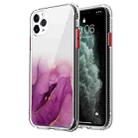 For iPhone 11 Pro Max Marble Pattern Glittery Powder Shockproof TPU + Acrylic Protective Case with Detachable Buttons(Purple) - 1