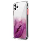 For iPhone 11 Pro Max Marble Pattern Glittery Powder Shockproof TPU + Acrylic Protective Case with Detachable Buttons(Purple) - 2