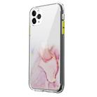 For iPhone 11 Pro Max Marble Pattern Glittery Powder Shockproof TPU + Acrylic Protective Case with Detachable Buttons(Pink) - 2