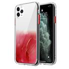 For iPhone 11 Pro Max Marble Pattern Glittery Powder Shockproof TPU + Acrylic Protective Case with Detachable Buttons(Red) - 1