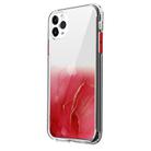 For iPhone 11 Pro Max Marble Pattern Glittery Powder Shockproof TPU + Acrylic Protective Case with Detachable Buttons(Red) - 2