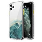 For iPhone 11 Pro Marble Pattern Glittery Powder Shockproof TPU + Acrylic Protective Case with Detachable Buttons(Green) - 1