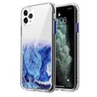 For iPhone 11 Marble Pattern Glittery Powder Shockproof TPU + Acrylic Protective Case with Detachable Buttons(Blue) - 1