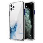 For iPhone 11 Marble Pattern Glittery Powder Shockproof TPU + Acrylic Protective Case with Detachable Buttons(Baby Blue) - 1