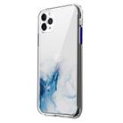 For iPhone 11 Marble Pattern Glittery Powder Shockproof TPU + Acrylic Protective Case with Detachable Buttons(Baby Blue) - 2