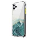 For iPhone 11 Marble Pattern Glittery Powder Shockproof TPU + Acrylic Protective Case with Detachable Buttons(Green) - 2