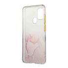 For Samsung Galaxy A21s Marble Pattern Glittery Powder Shockproof TPU + Acrylic Protective Case with Detachable Buttons(Pink) - 3