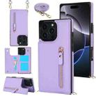 For iPhone 16 Pro Max Cross-body Zipper Square Phone Case(Purple) - 1