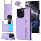 For iPhone 16 Pro Cross-body Zipper Square Phone Case(Purple) - 1