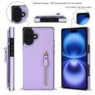 For iPhone 16 Cross-body Zipper Square Phone Case(Purple) - 2