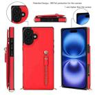 For iPhone 16 Cross-body Zipper Square Phone Case(Red) - 2