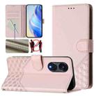 For OPPO A1 Pro 5G / Reno8 T 5G Global Honeycomb Embossing RFID Leather Phone Case(Pink) - 1