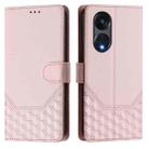 For OPPO A1 Pro 5G / Reno8 T 5G Global Honeycomb Embossing RFID Leather Phone Case(Pink) - 2