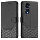 For OPPO A1 Pro 5G / Reno8 T 5G Global Honeycomb Embossing RFID Leather Phone Case(Black) - 2