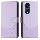 For OPPO A1 Pro 5G / Reno8 T 5G Global Honeycomb Embossing RFID Leather Phone Case(Light Purple) - 2