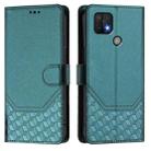 For OPPO A15 / A15s / A35 2021 Honeycomb Embossing RFID Leather Phone Case(Peacock Green) - 2