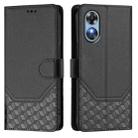 For OPPO A17 4G Global / A17k Honeycomb Embossing RFID Leather Phone Case(Black) - 2