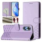 For OPPO A17 4G Global / A17k Honeycomb Embossing RFID Leather Phone Case(Light Purple) - 1