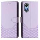 For OPPO A17 4G Global / A17k Honeycomb Embossing RFID Leather Phone Case(Light Purple) - 2
