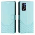 For OPPO A36 4G / A76 4G / A96 4G Honeycomb Embossing RFID Leather Phone Case(Mint Green) - 2