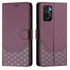For OPPO A36 4G / A76 4G / A96 4G Honeycomb Embossing RFID Leather Phone Case(Violet) - 2