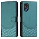 For OPPO A38 4G / A18 4G Global Honeycomb Embossing RFID Leather Phone Case(Peacock Green) - 2