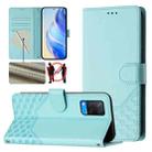 For OPPO A54 4G / A54s / A55 5G / A16 / A16s Honeycomb Embossing RFID Leather Phone Case(Mint Green) - 1