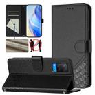 For OPPO A54 4G / A54s / A55 5G / A16 / A16s Honeycomb Embossing RFID Leather Phone Case(Black) - 1