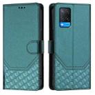 For OPPO A54 4G / A54s / A55 5G / A16 / A16s Honeycomb Embossing RFID Leather Phone Case(Peacock Green) - 2