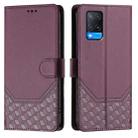 For OPPO A54 4G / A54s / A55 5G / A16 / A16s Honeycomb Embossing RFID Leather Phone Case(Violet) - 2