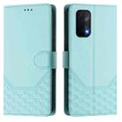 For OPPO A54 5G / A74 5G / A93 5G Honeycomb Embossing RFID Leather Phone Case(Mint Green) - 2