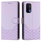 For OPPO A54 5G / A74 5G / A93 5G Honeycomb Embossing RFID Leather Phone Case(Light Purple) - 2