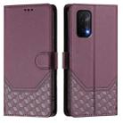 For OPPO A54 5G / A74 5G / A93 5G Honeycomb Embossing RFID Leather Phone Case(Violet) - 2