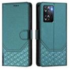 For OPPO A57 4G / A77 4G / A57s 4G Global Honeycomb Embossing RFID Leather Phone Case(Peacock Green) - 2