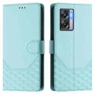 For OPPO A77 5G / A97 5G Honeycomb Embossing RFID Leather Phone Case(Mint Green) - 2