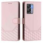 For OPPO A77 5G / A97 5G Honeycomb Embossing RFID Leather Phone Case(Pink) - 2