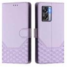 For OPPO A77 5G / A97 5G Honeycomb Embossing RFID Leather Phone Case(Light Purple) - 2