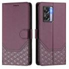 For OPPO A77 5G / A97 5G Honeycomb Embossing RFID Leather Phone Case(Violet) - 2